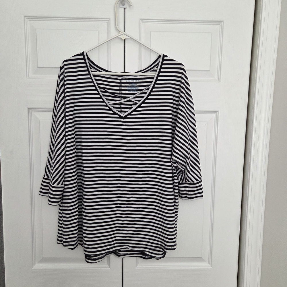 Macy's Black and White Striped Blouse